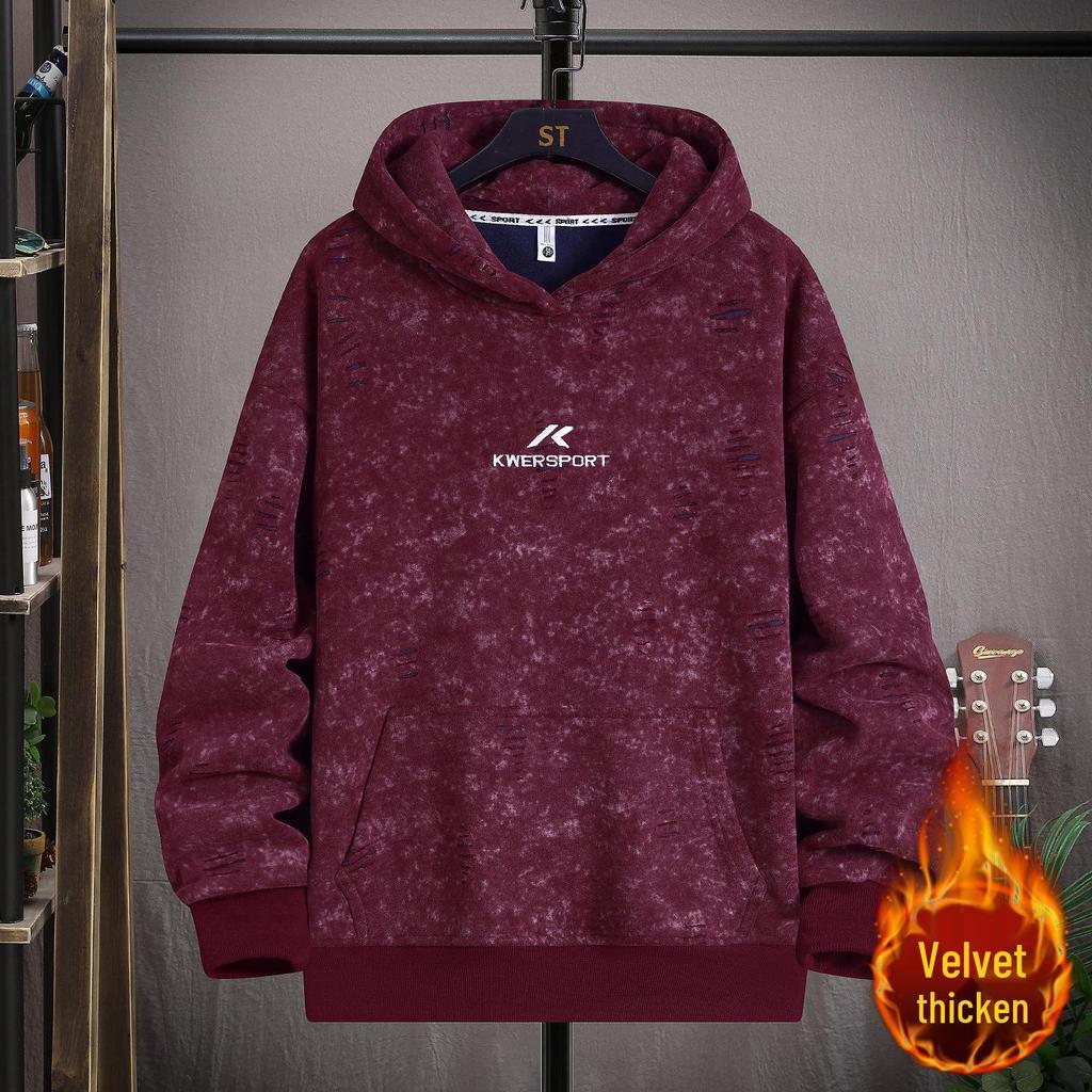 Gradient Color Block Hooded Sweatshirt for Boys, Junior High & High School Students - Plus Velvet, Thickened, Autumn/Winter Outerwear for Teens