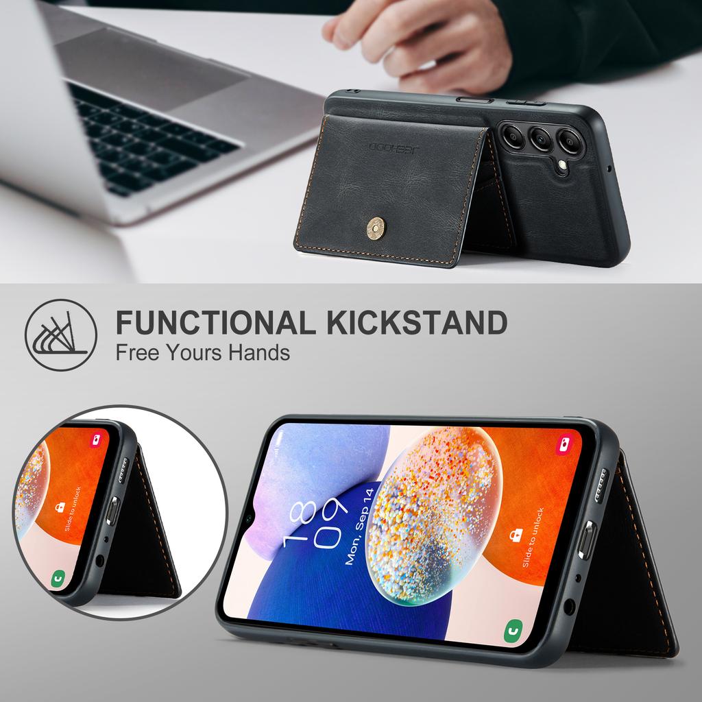For Samsung Galaxy A14 4G/5G Case Leather+TPU Kickstand Phone Cover 2 in 1 Detachable