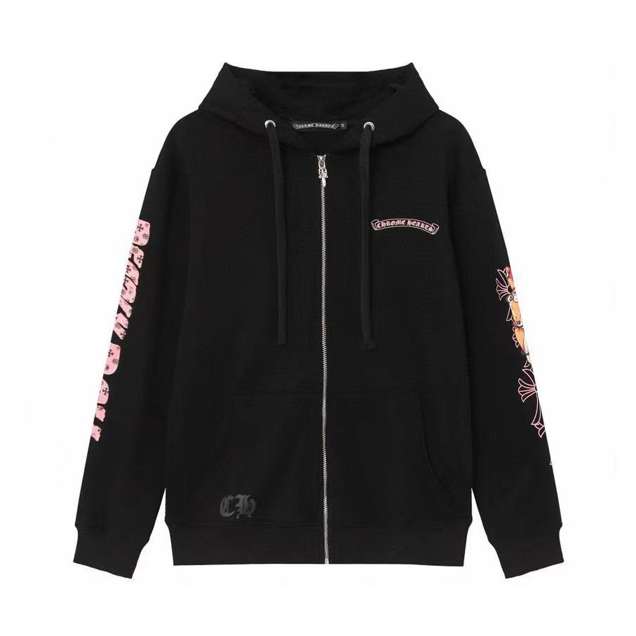 854 CHROME HEARTS 2025 Herbst und Winter Neu Übergröße Klassischer Stil Logo Reißverschluss Kapuzen-Sweatshirt, Geeignet für Paare zum Tragen