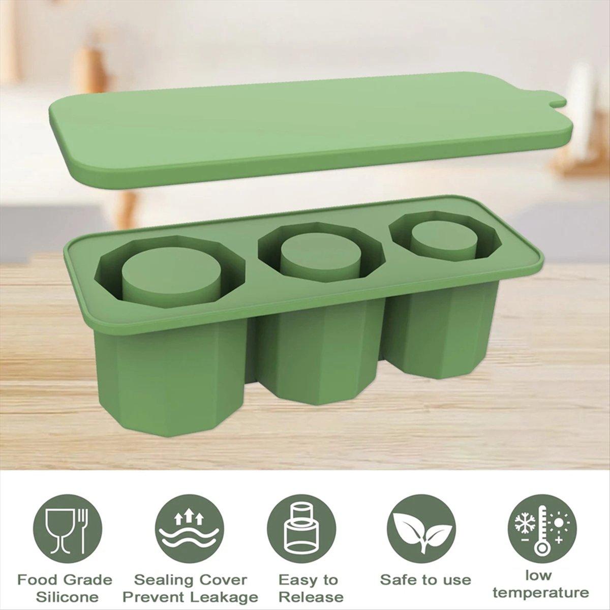 

BHBL Ice Square Tray for Cups, Silicone Ice Square Molds with Lid for Making 3 Hollow Cylinder , As Shown China Mainland