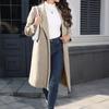 Women's Casual Long-Sleeved V-Neck Single-Button Solid Colour Wool Coat