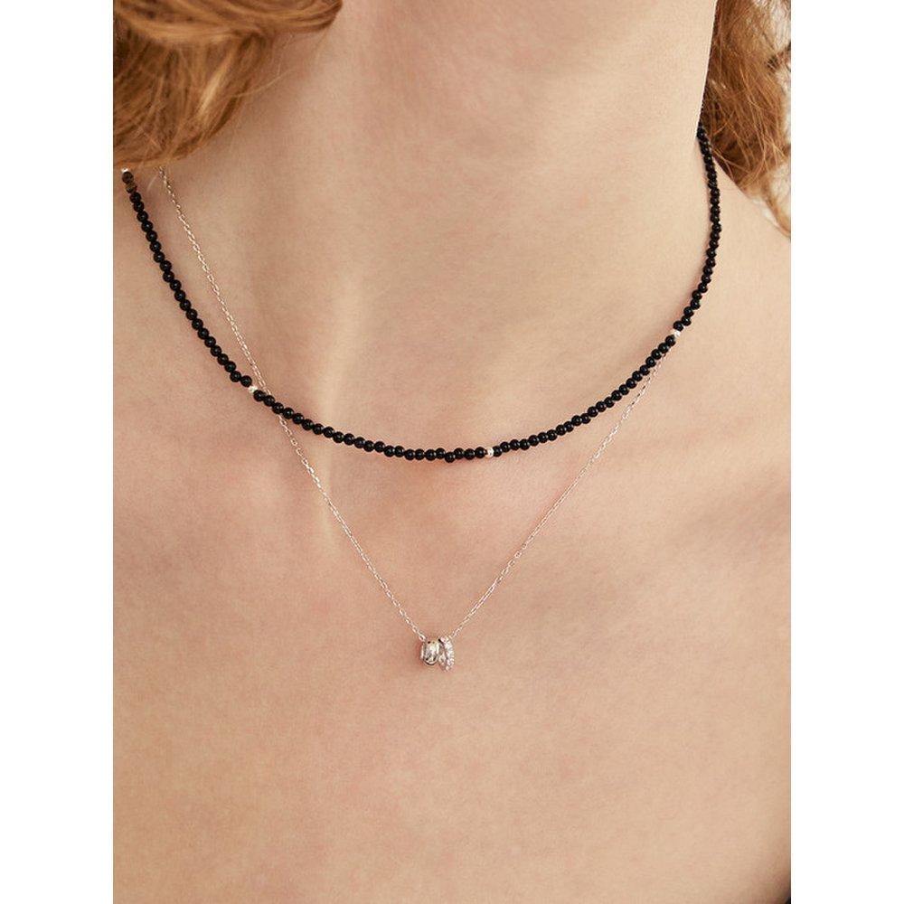 Silver 925 Midnight Black Onyx Necklace Lsn73 39.41Cm