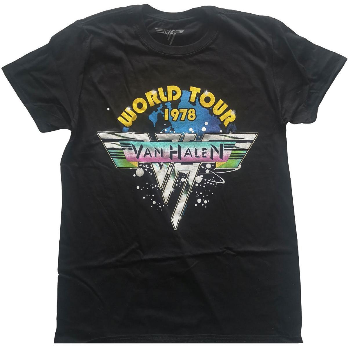 Men s Van Halen World Tour 78 Full Colour Slim Fit T-shirt Small Black XXXL
