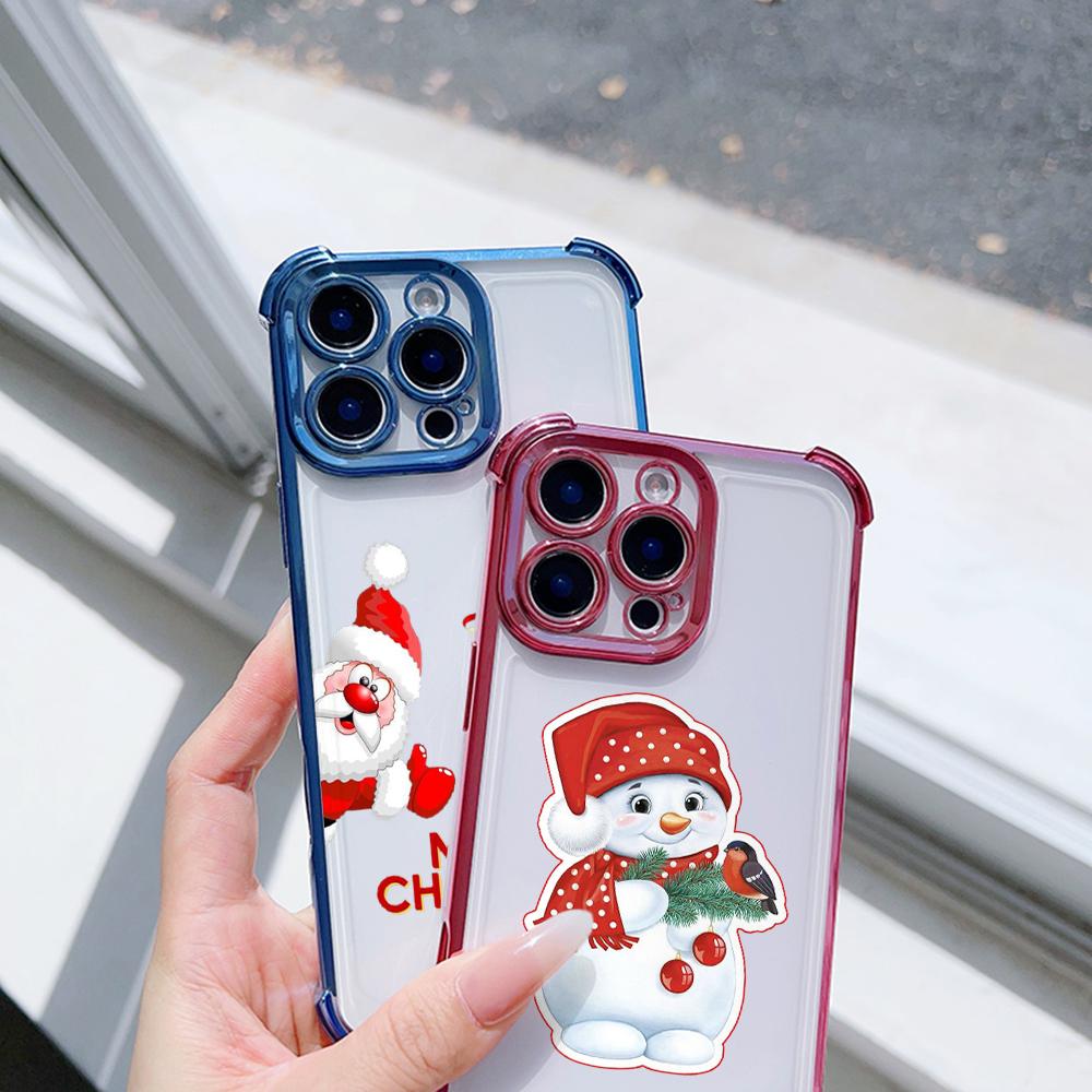 Ae120 Merry Christmas Santa Design Electroplated TPU Phone Cases for Samsung A54 A12 A14 S23 S24 Ultra A55 A15 S20 S21 FE Four Corner Protection Cover