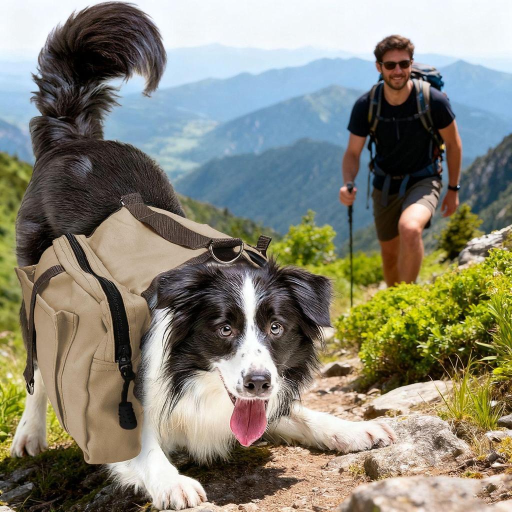 Pet Hiking Backpack with Saddle Bags for Medium To Large Dogs - Multi-functional Travel Pack