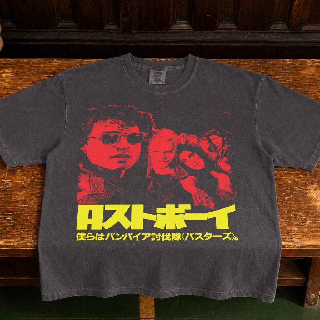 Lost Horror Movie-Inspired Graphic Tee, 80's Vampire Boys Japanese T-Shirt