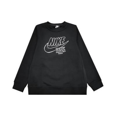 Nike Logo Print Crewneck Sweatshirt Kids Sweatshirts Black CZ6108-010