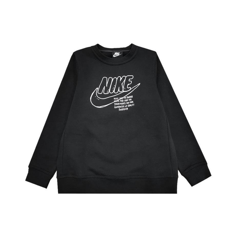 Nike Logo Print Crewneck Sweatshirt Kids Sweatshirts Black CZ6108-010 S