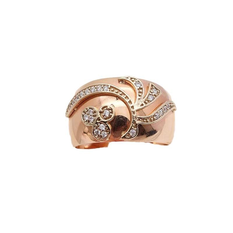 Purple Gold Pattern Zircon Wide Version Ring Plated Color Gold Rose Gold Soviet Super Luxury Jewelry Women