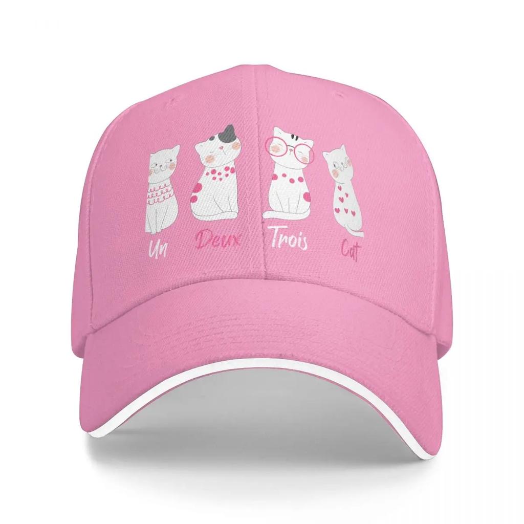 Un Deux Trois Cat Funny Gift Baseball Cap fishing hat mens big size sun caps Hats Woman Mens