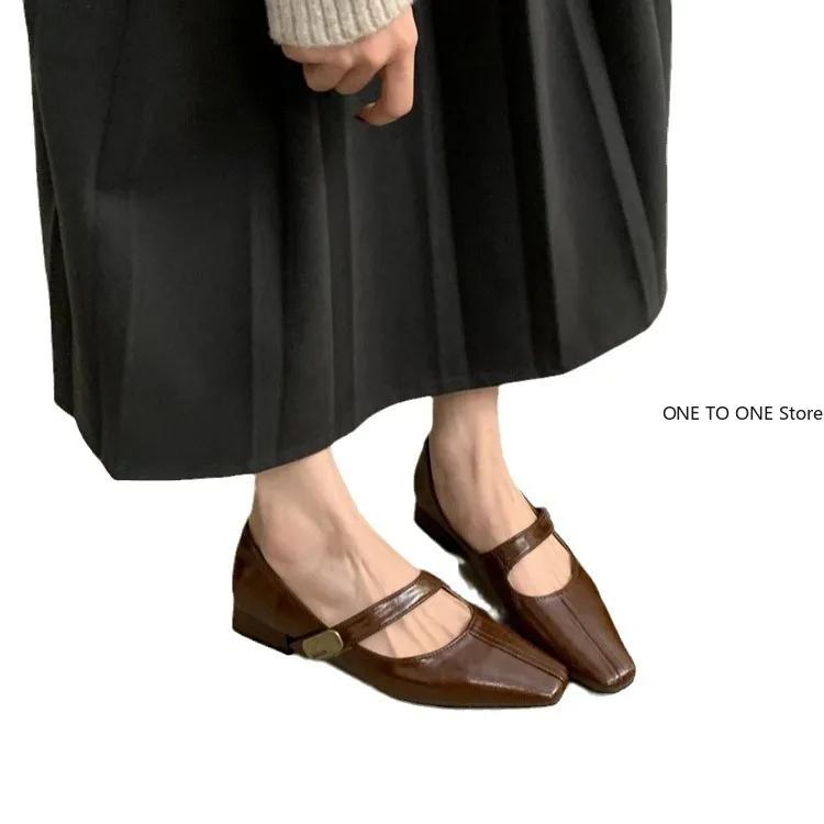 2024 Spring Retro Women's High-Heeled Shoes Fashion Mid Heel Pointed Toe Party Shoes Women Chunky Mary Jane Shoes Zapatillas