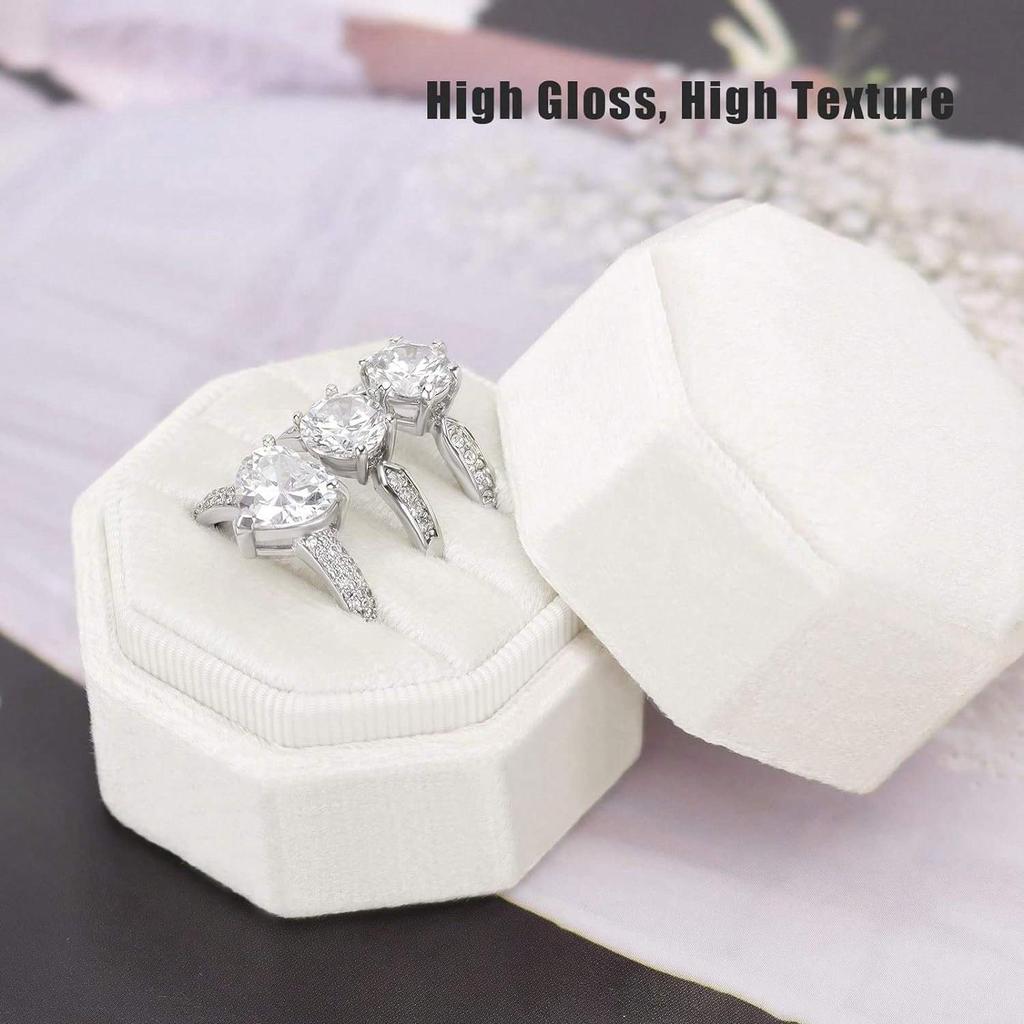 1 Pc Velvet Ring Box, 3 Slots Triple Slot Ring Box Wedding Day Ring Box For Wedding Ceremony Wedding Ring Holder Ring Box For Wedding Proposal