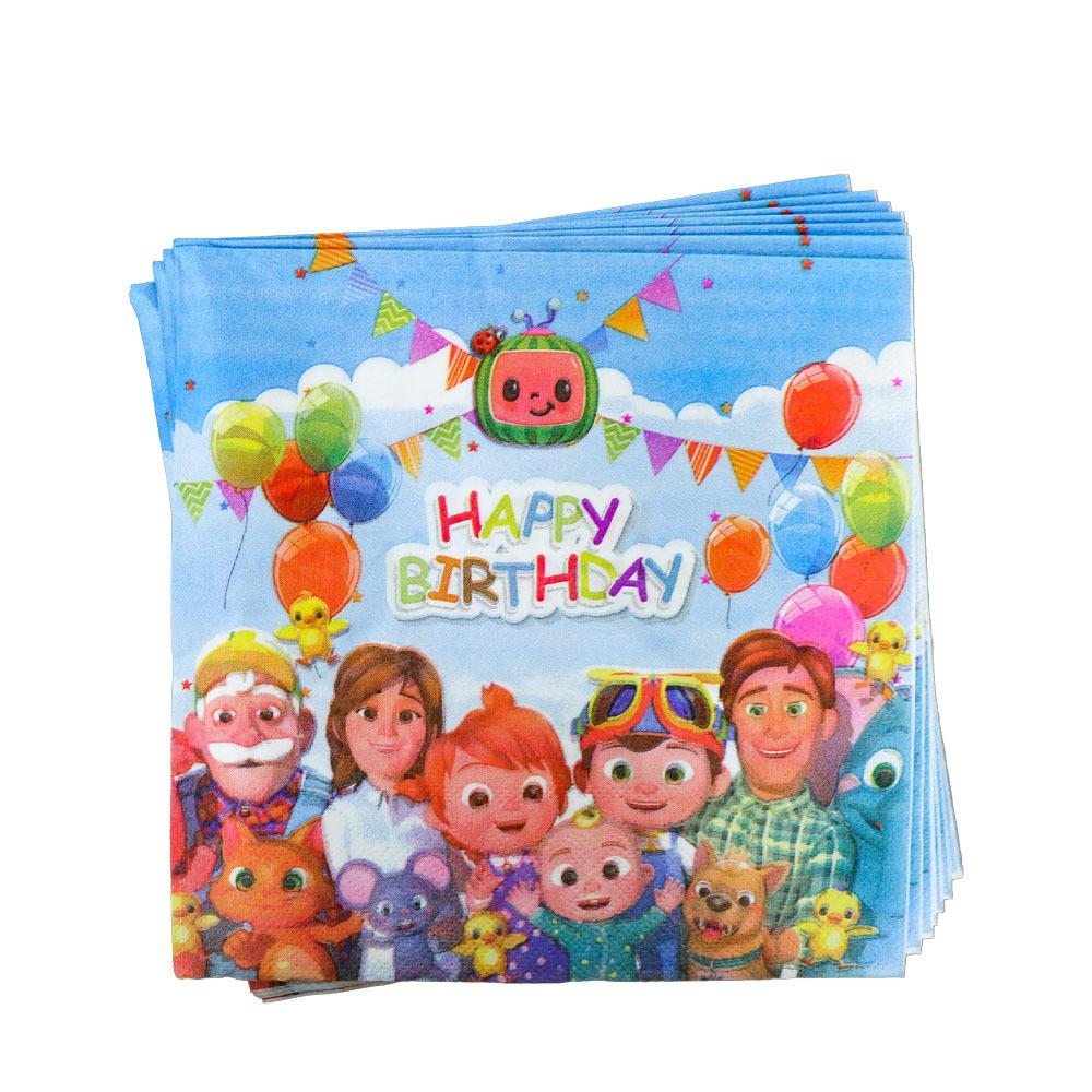 Theme Birthday Cartoon Party Supplies Set With Paper Cups Napkins