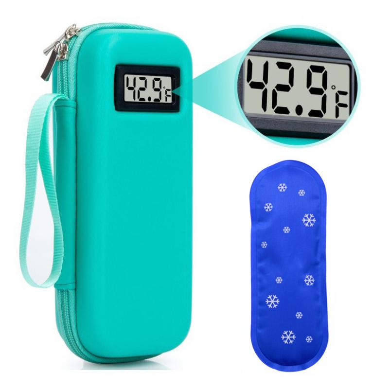 Insulin Kühler Reiseetui mit Temperaturanzeige - Gekühlte Medikamenten Kühltasche mit 1 TSA-zugelassenem Kühlakku