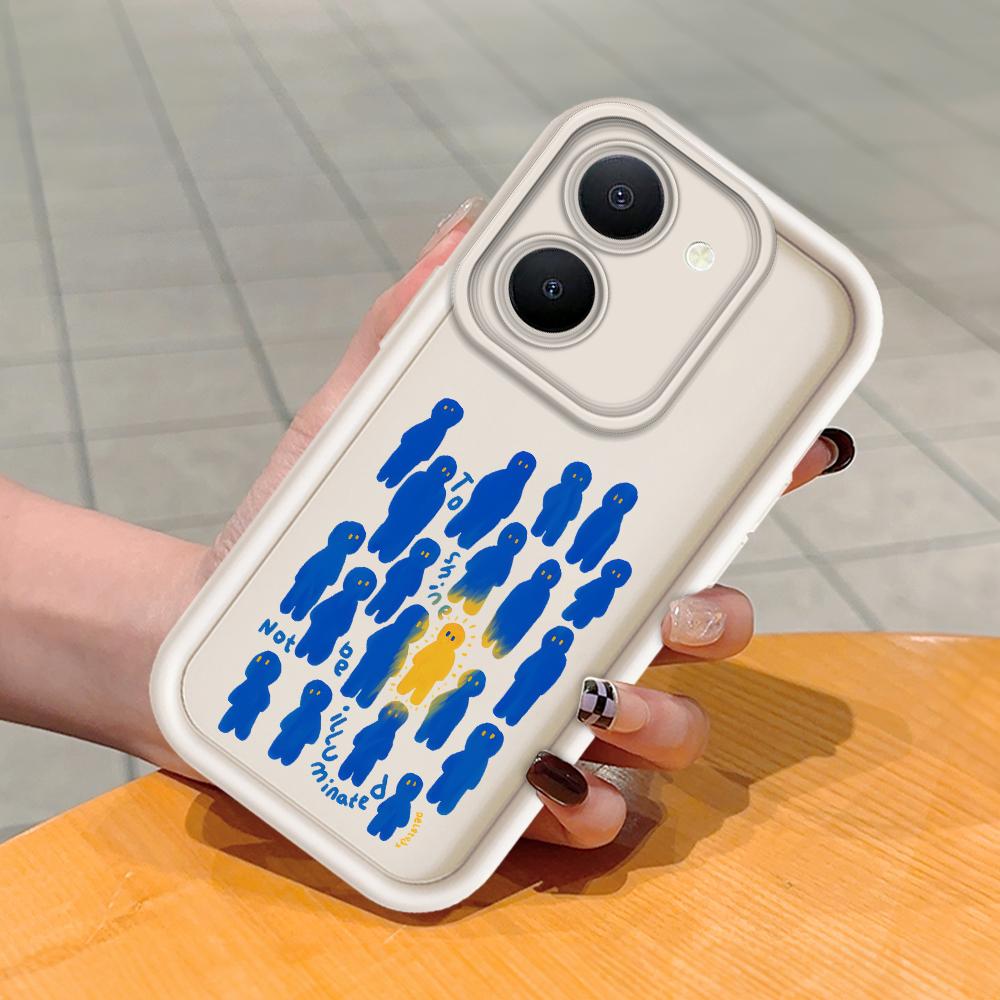 Soft Silicone Square Ladder Printing Pattern Phone Casing Full Cover Camera Shockproof Protection Rubber Case for Vivo