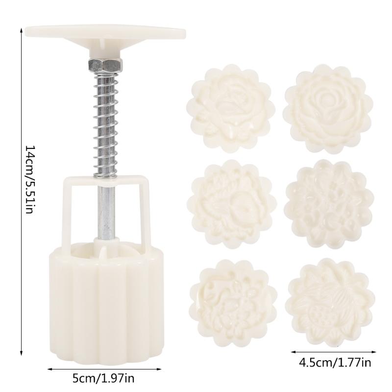 Hand-Pressure Moon Cake Mold Flower Shape Cookie Stamps Moon Cake Maker MidAutumn Festival DIY Cookie Pastry Tool