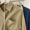 Polo-Kragen Langarm Baumwolle Freizeitblusen für Damen Mode Neu Uni Mittellang Sonnenschutzhemden Damen Locker Büro Damen Weißes Hemd Oberteile 25348