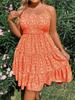 2025 Plus Size Women's Floral Camisole Mini Dress - Comfortable & Casual