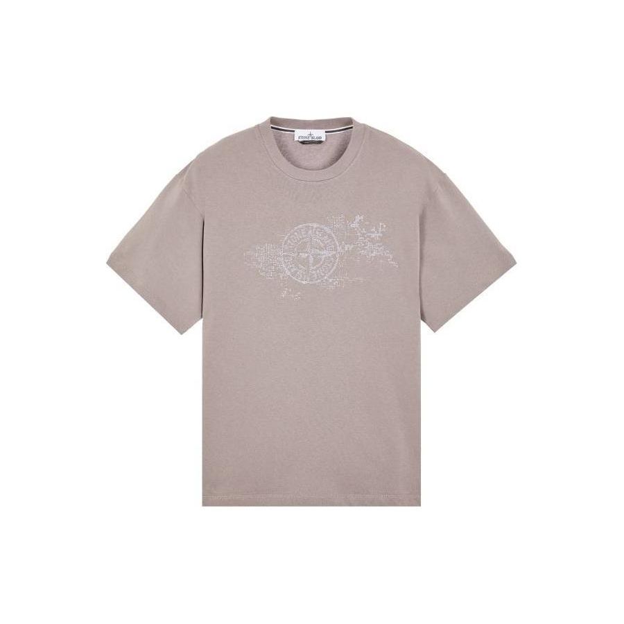 

Stone Island Logo Print Pattern Crew Neck Short Sleeve T-Shirt Men Tops Khaki 80152RCE8-V0092 XXL