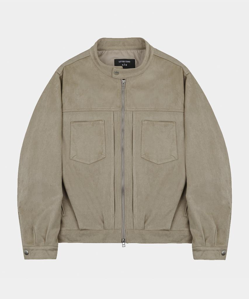 LETTERCOMO Contemporary Suede Rider Jacket Sand