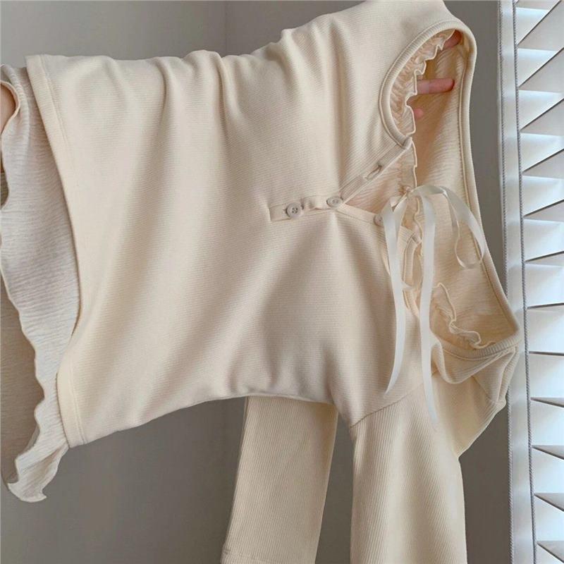 

Приталенная осенняя рубашка в балетном стиле: Женский комплект из двух частей с длинным рукавом 2024 Extra Large абрикосовый