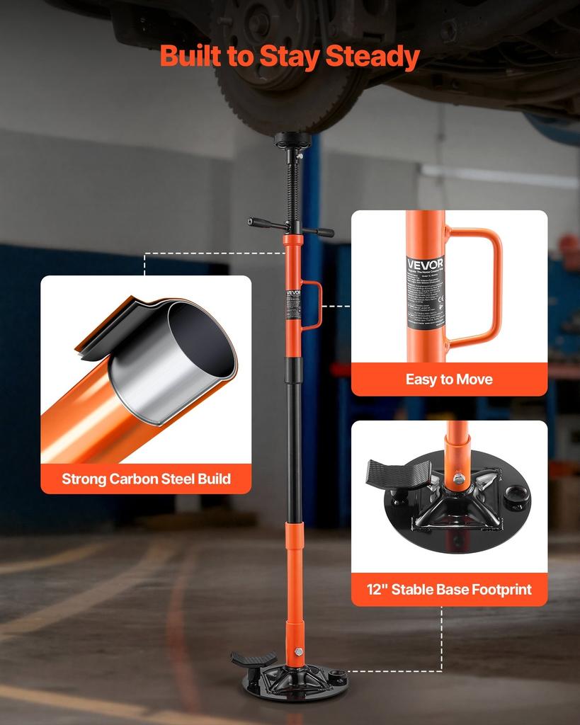 Underhoist Support Stand, 1 Ton Capacity Under Hoist Jack Stand with Handle, Adjustable Height, Bearing Mounted Spin Handle, Self-Locking Threaded