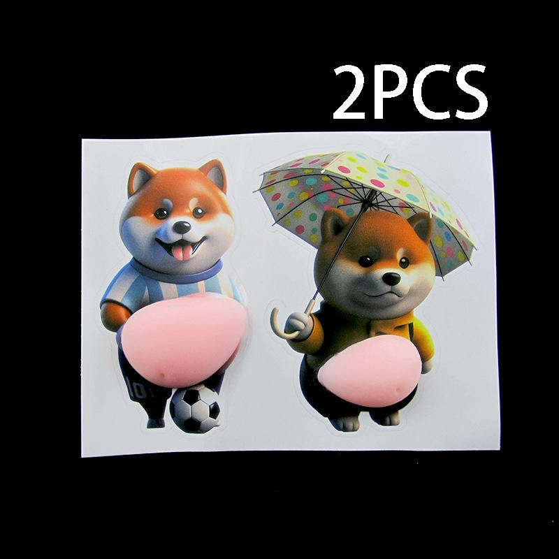 2pcs 3D Shiba Inu Stickers – Cute Orange Apparel Shiba Inu Stickers, 3D Cute Chubby Shiba Inu (Design), Silicone Self-Adhesive