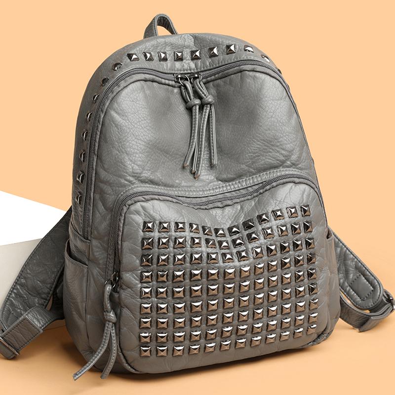 Large Capacity Travel Backpack Women Rivet Punk Backpack