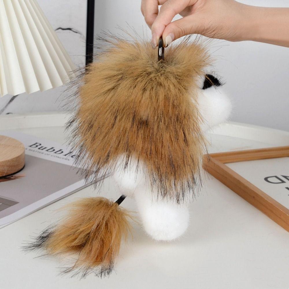 Stuffed Plush Lion Keychain Long Mane Cute Animal Keychain Lion Plush Pendant Backpack Decor