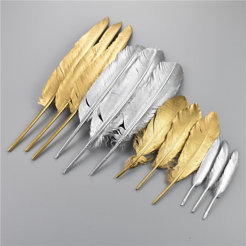Gold Goose Feather Silver Turkey Plumes Handicraft Accessories Golden Duck Feathers Table Centerpieces Wedding Party Decoration