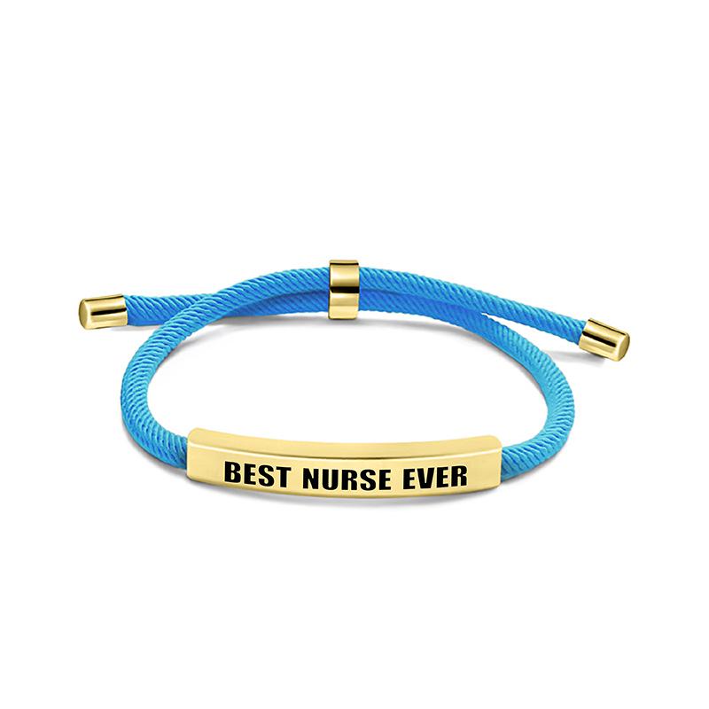 Multi-Color Engraved Stainless Steel Rope Bracelet: Nurse's Day Commemorative Christmas Gift