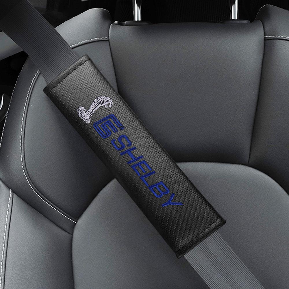 1/2PCS Carbon fiber Car Seat Belt Shoulders Pads Covers For Ford Mondeo Explorer edge Focus fiesta Kuga Shelby Mustang ST Racing