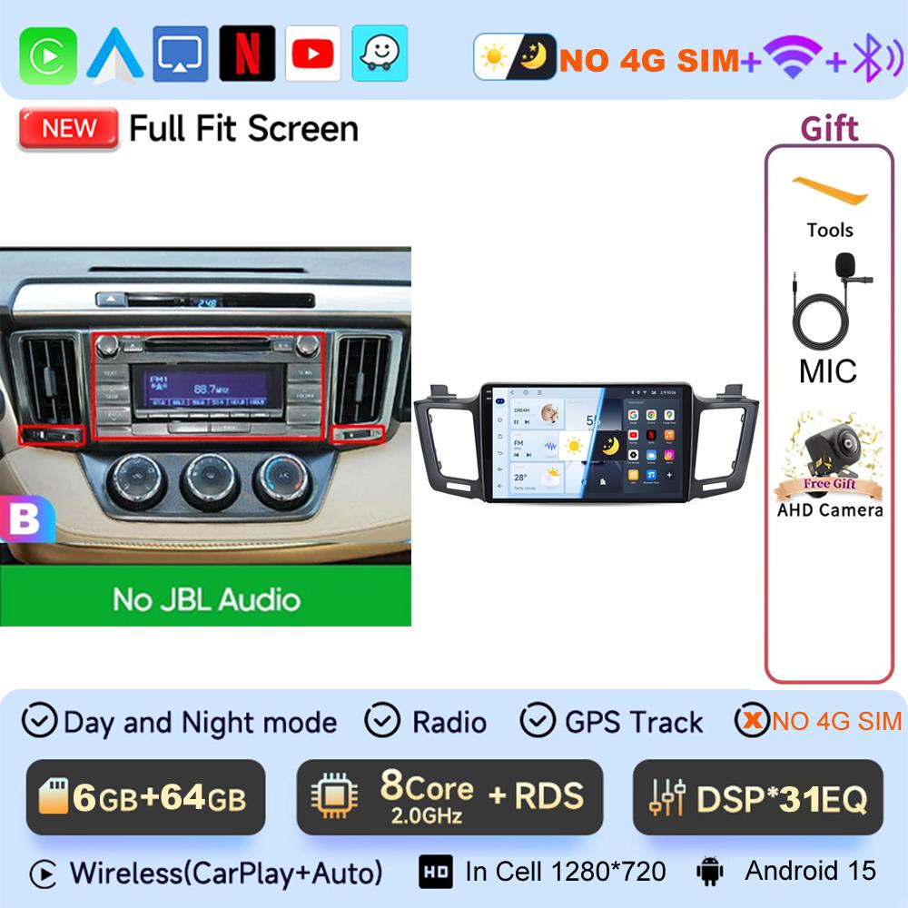 JIUYIN 10.1" Car Radio For Toyota RAV4 2012-2018 Wireless CarPlay Android Auto Multimedia GPS Navigation Audio Stereo Player