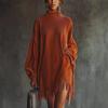 New Temperament Loose Fringed Long-Sleeved Corduroy Dress