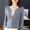Moteriškas lengvas 50% vilnos 50% šilkmedžio šilko kardiganas - 4 sezonų universalus trikotažas visų metų patogumui ir stiliui