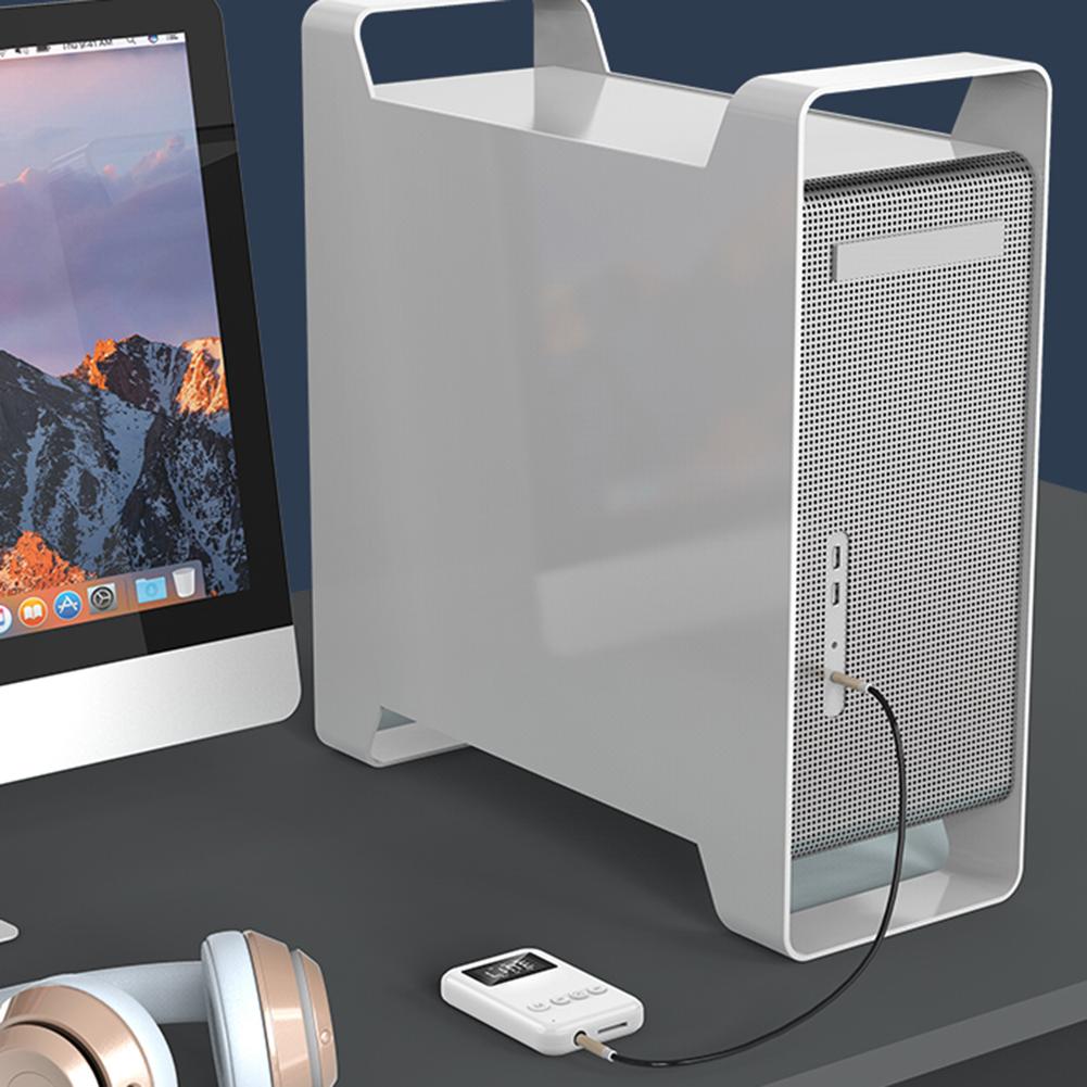 Bluetooth-compatible 5.0 FM Transmitter Support TF Card Play with HD LED Screen Built in 300mA Polymer Battery for PC Projector