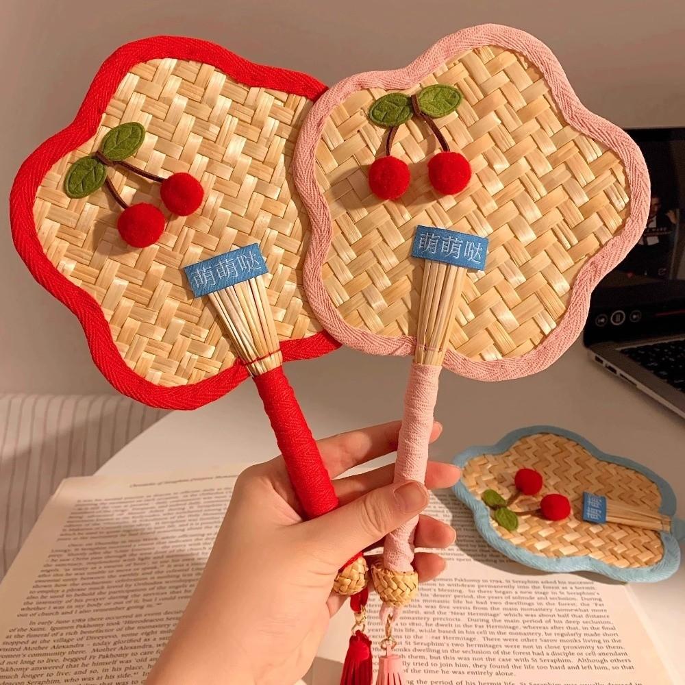 Vintage Portable Fan Flower Shaped Cooling Fan Creative Straw Fan Home Decor