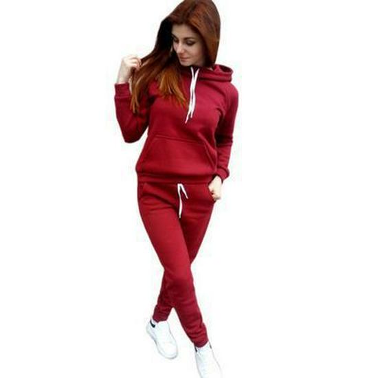 Damen Lässiges Fleece Kapuzen Sportswear Set, Langärmlig, Europäische und Amerikanische Mode, Hohe Elastizität für Herbst und Winter