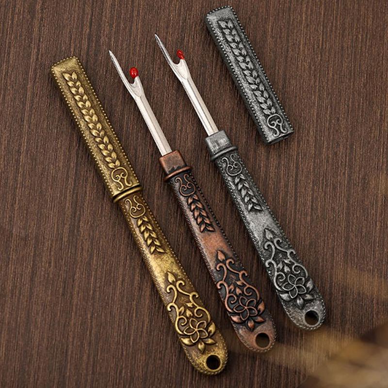Sewing Seam Ripper Vintage Stitch Eraser Retro Alloy Unpicker Quick Stitch Removal & Hole Cutting Remover Tool For Suture