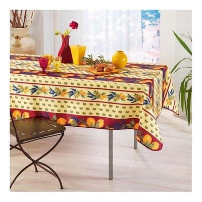 Provençal Tablecloths - LINEN PROMO - Lemon - Polyester - 300 X 150 Cm - Red