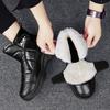Winter New Mid Top Casual Cotton Shoes Warm and Waterproof Winter Velvet Versatile Snow Boots 2024 New  Men's Cotton Shoes Black