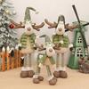Christmas Reindeer Plush Toy with Retractable Legs Handmade Long-Legged Cartoon Elk Plush Doll Xmas Holiday Party Decoration Ornament