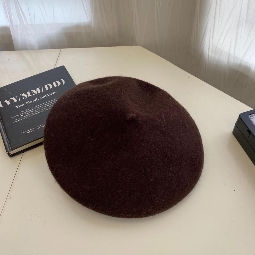 Australian Wool Beret Children'S Autumn And Winter Retro Versatile Solid Color Woolen Hat Showing Face Small Painter Hat Bud Hat