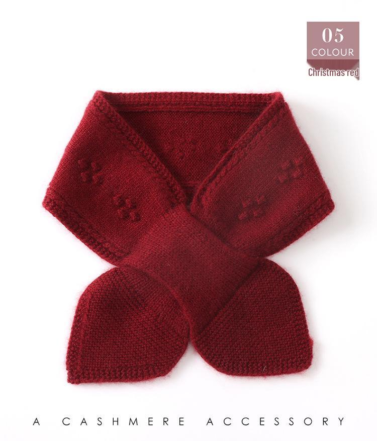 Women's Pure Cashmere Snood: Knitted, Versatile Scarf and Neck Warmer with Student Bow Tie Design