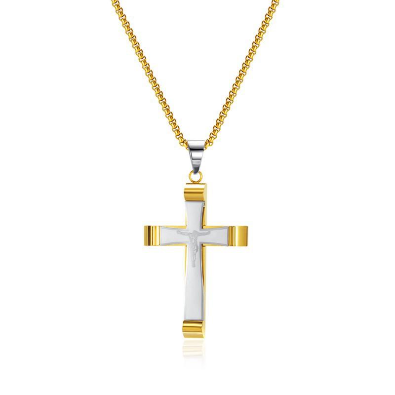 European American Fashion Titanium Steel Minimalist New Men s Pendant Personalized Street Stainless Cross Necklace