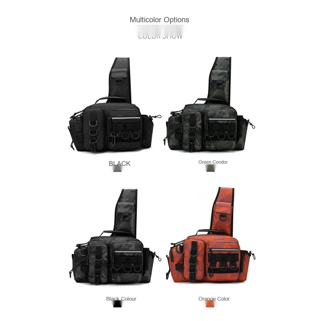 Crossbody Bag Unisex Nylon Multi Pocket Lightweight for Outdoor Fishing