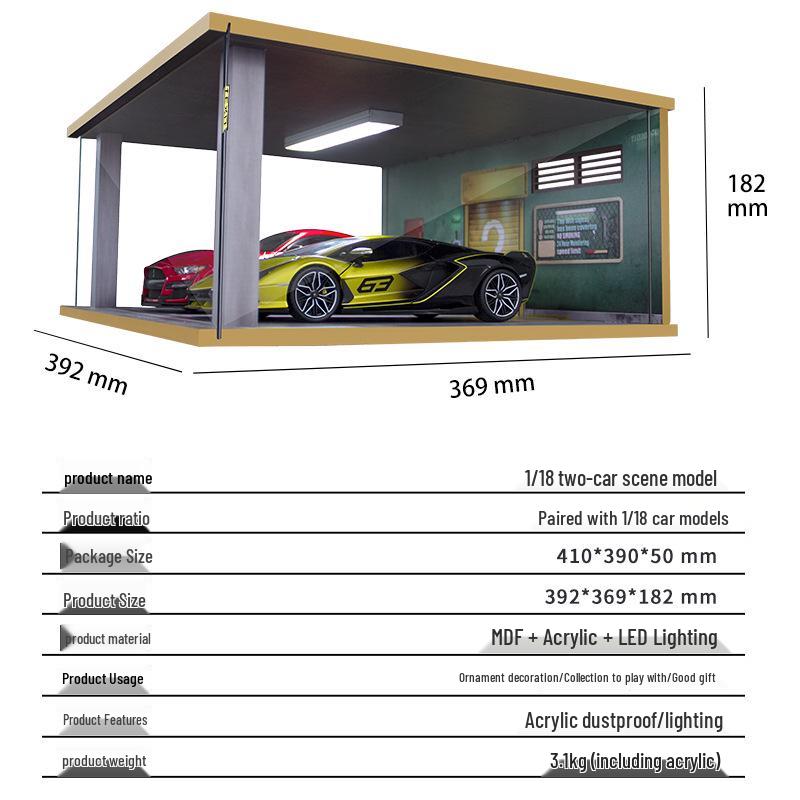 1:18 Scale 3D Parking Garage Display & Toy Car Storage Box