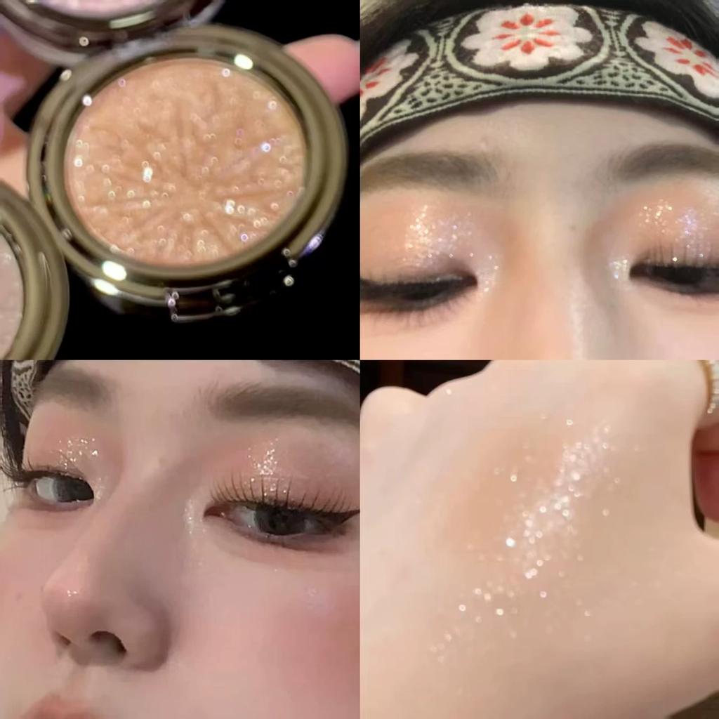 Wooden Gray Crushing Flash! Grapefruit Xiaoxi Multi-Purpose Pink Diamond Flash Eye Shadow Blush Highlight Brightening Single Makeup
