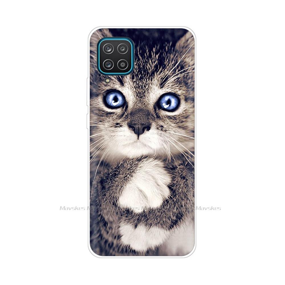 Soft Silicon Cover For Samsung Galaxy A12 Case Cute Flower Cat Bumper For Samsung A12 Phone Case Cover For Samsung A12 A 12 6.5"