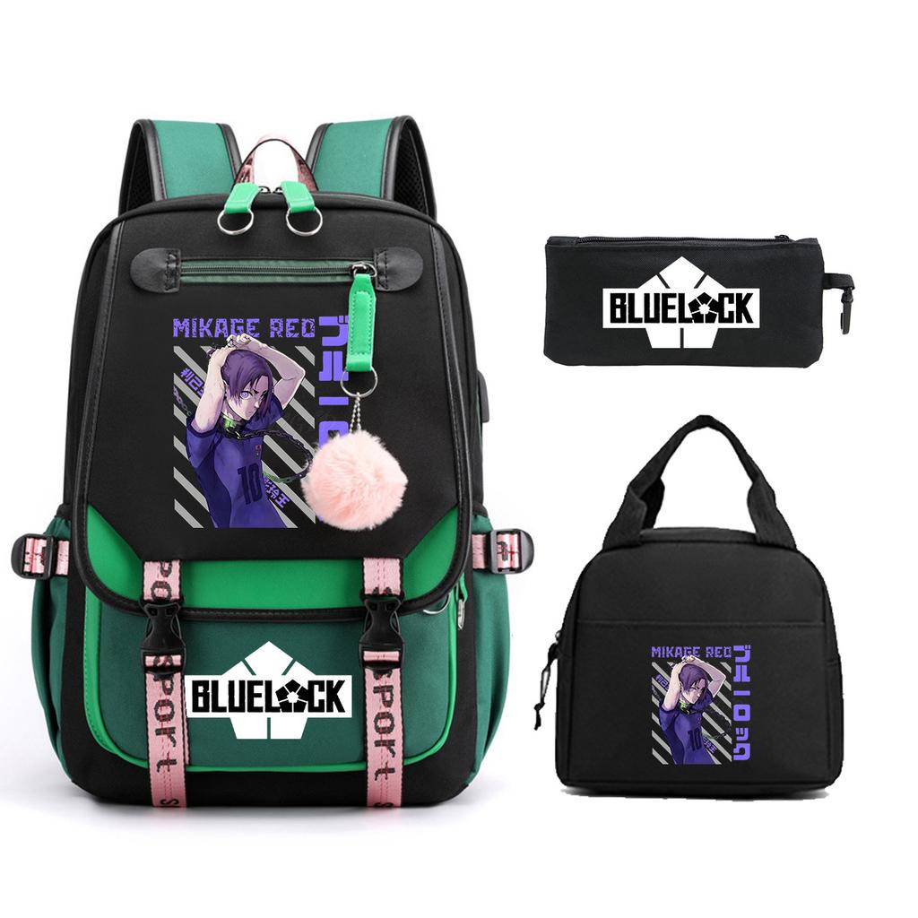 Peripheral Printed Backpack Leisure Student School Bag Pencil Bag Lunch Bag Set